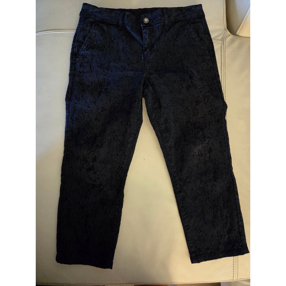 Simply Vera Vera Wang Navy Blue Floral Jacquard Capri Pants Womens Size 8 Slim